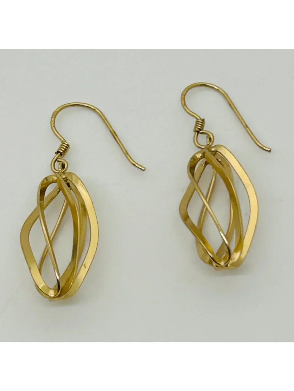 Modernist Gold Tone Acrylic Grey Orb Drop Dangle Hoop Pierced Earring 3 Pair Lot